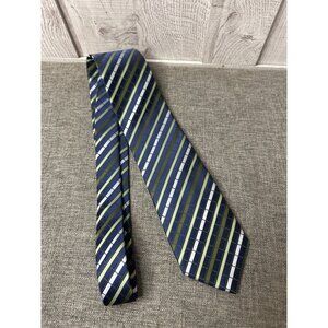 Van Heusen Mens Blue & Green Striped Pattern Neck Tie Suit Formal Work